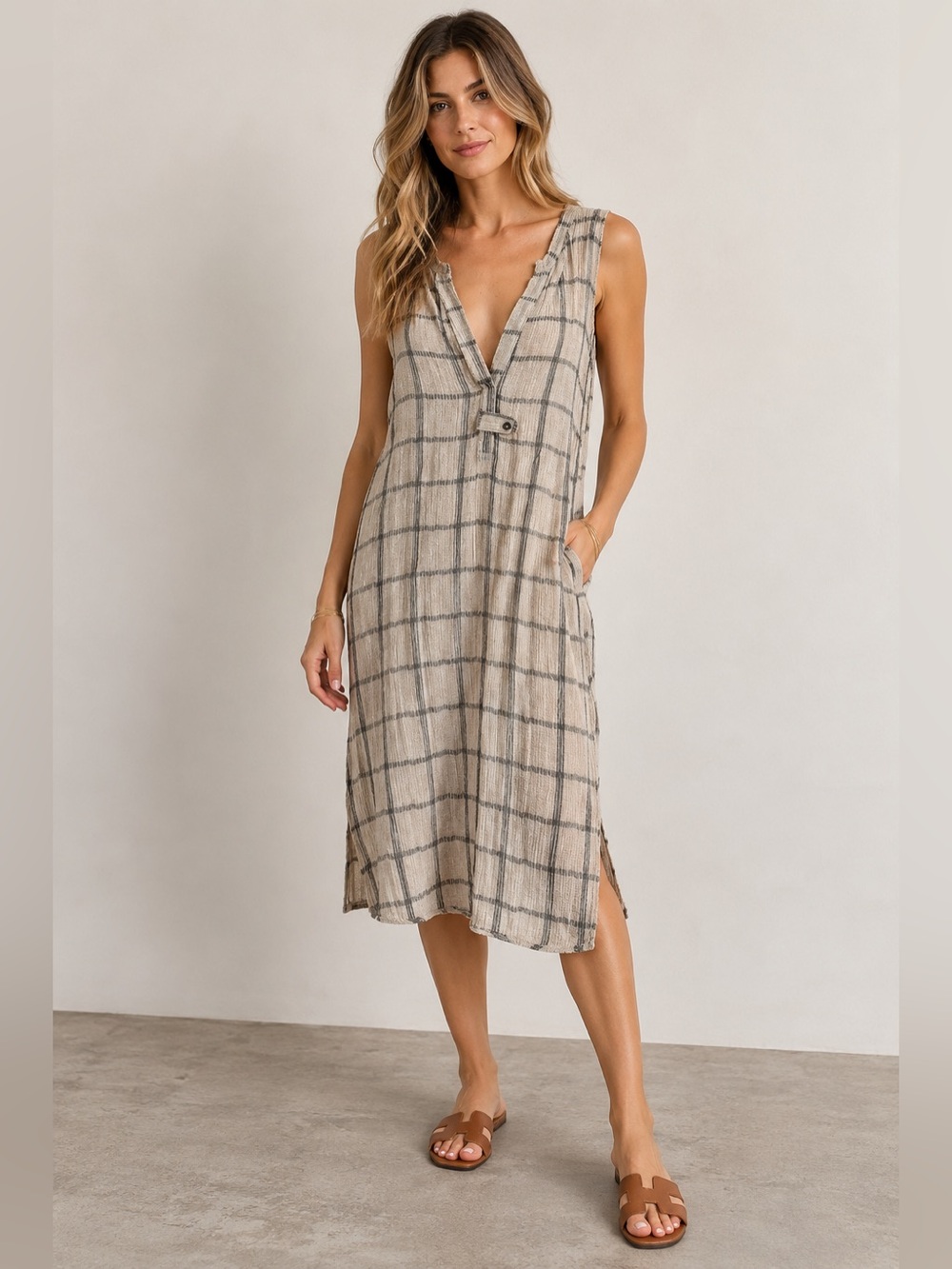 Anthropologie Dolan Left Coast Plaid Textured Shift Dress M